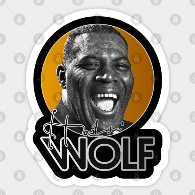 Retro Howlin' Wolf Gold Tribute Sticker by darklordpug